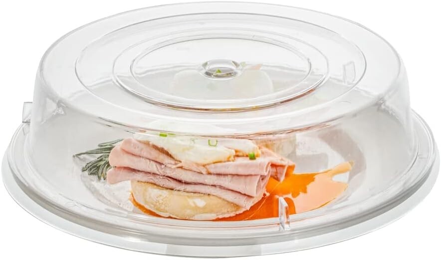 Reusable 11-Inch Transparent Plate Covers with Finger Hole Design - 10 Count