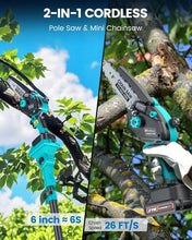 Load image into Gallery viewer, Lightweight 2-in-1 Cordless Chainsaw with Extendable Pole - Ideal for Trimming