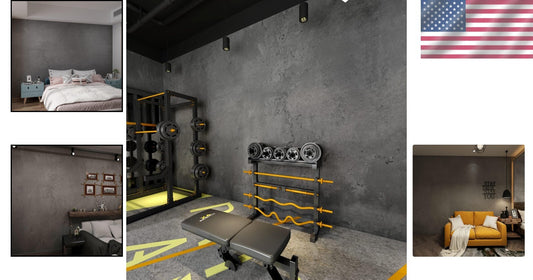 Textured Darker Grey Concrete Wallpaper 16"×1181" - Perfect for Bedroom & Gym