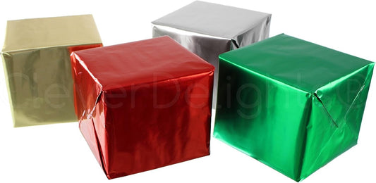 Assorted Metallic Gift Wrap - 4 Rolls Total, 250 Sq Ft - Perfect for Holidays