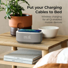 Load image into Gallery viewer, Elegant Digital Alarm Clock with Bluetooth Speaker, Wireless Charging &amp; USB Port