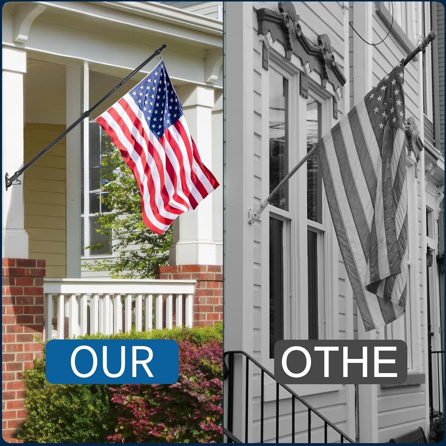 5 FT Stainless Steel Flag Pole with 360° Rotating Ring - Ideal for Trucks, Boats