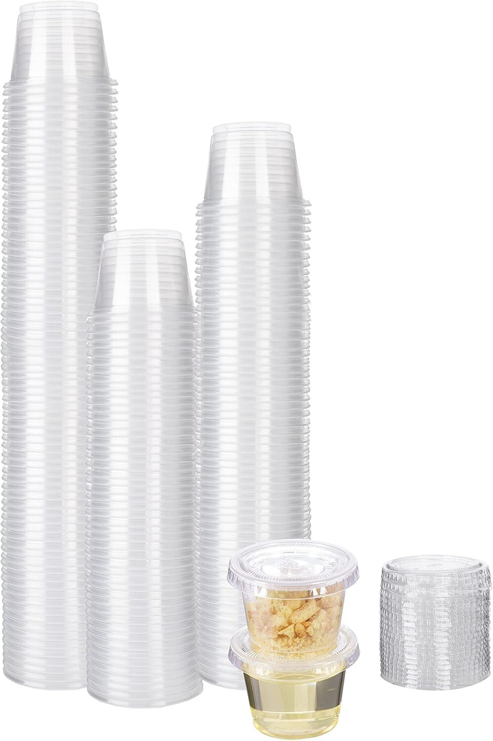 1oz Airtight Plastic Souffle Cups with Lids - Perfect for Jello Shots & Samples