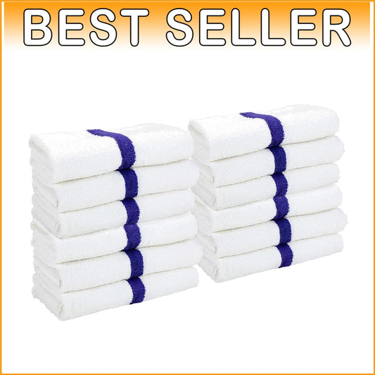 Economy 12-Pack Blue Striped Bath Towels - Luxury Hotel Quality for All Ages