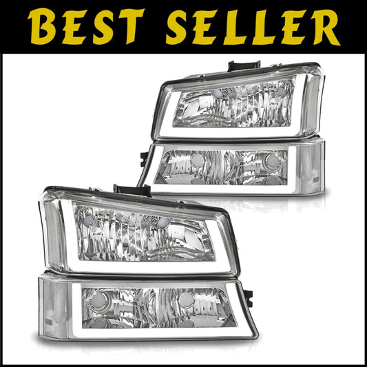 Direct Bolt-On Chrome Headlight Assembly for 2003-2006 Chevy Silverado 1500/2500