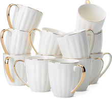 Load image into Gallery viewer, Luxurious Gold-Rimmed Porcelain Mugs - 12oz Coffee Cup Set for Special Occasions