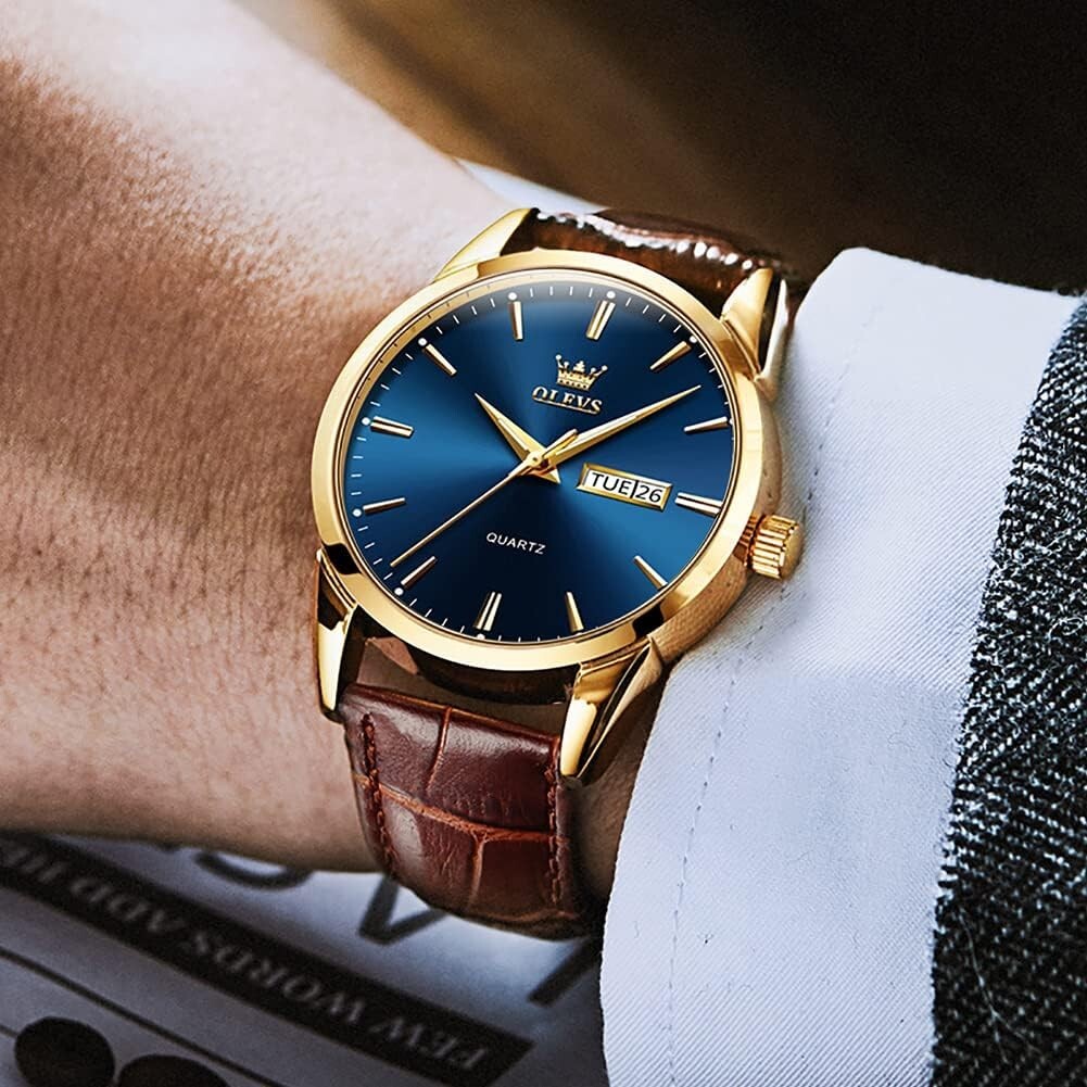 Fashionable Men's Luminous Quartz Watch - Waterproof Brown Leather Gift Edition