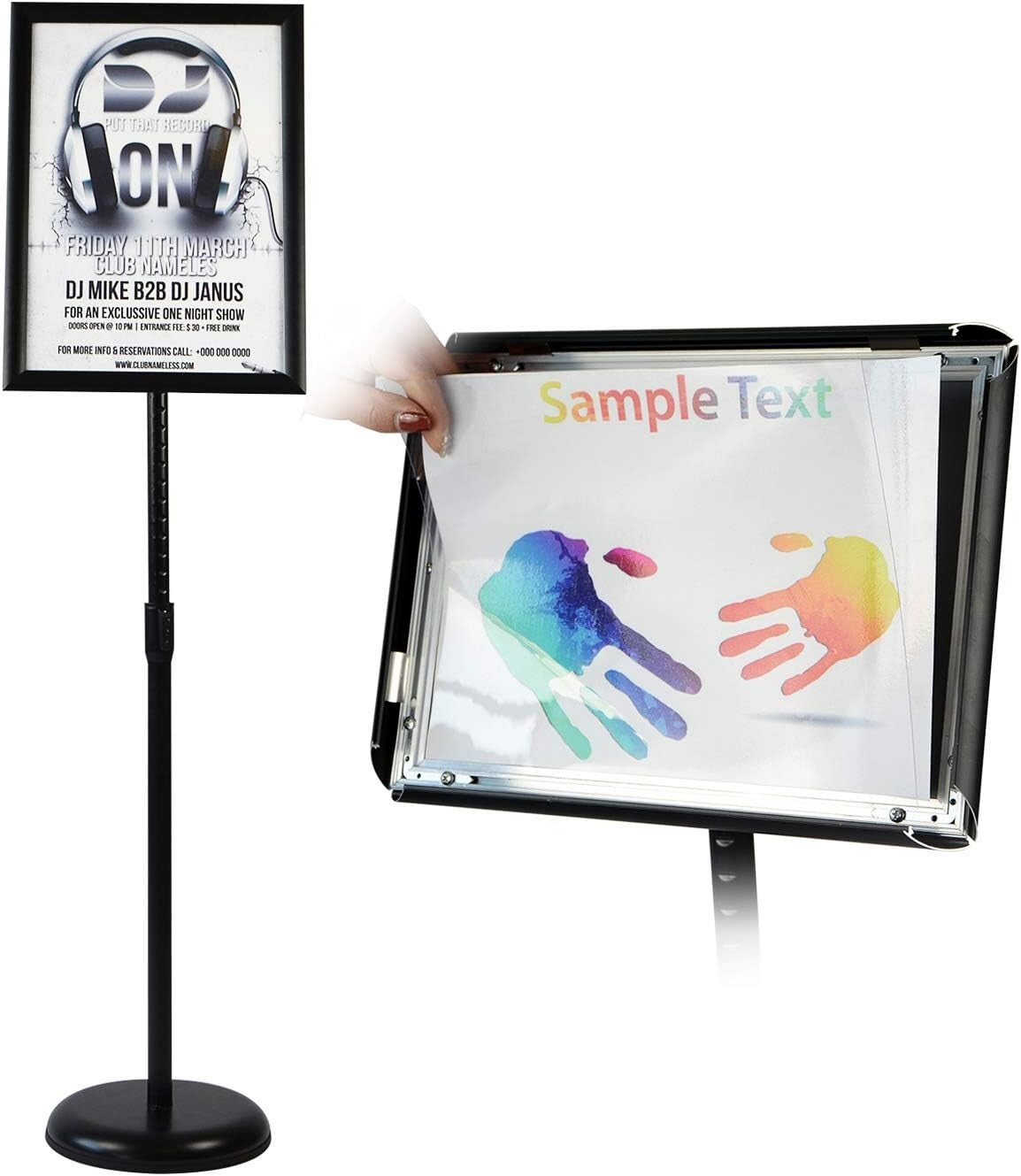 Durable Pedestal Sign Stand with UV Protection - Adjustable for Various Displays