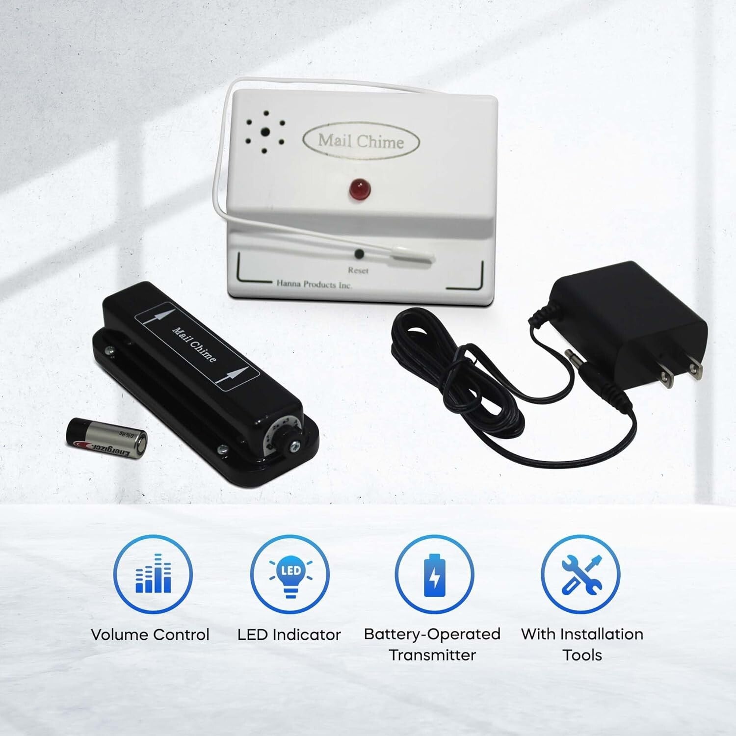 Instant Mail Notification System with Red LED Alarm – Easy to Install & Wireless