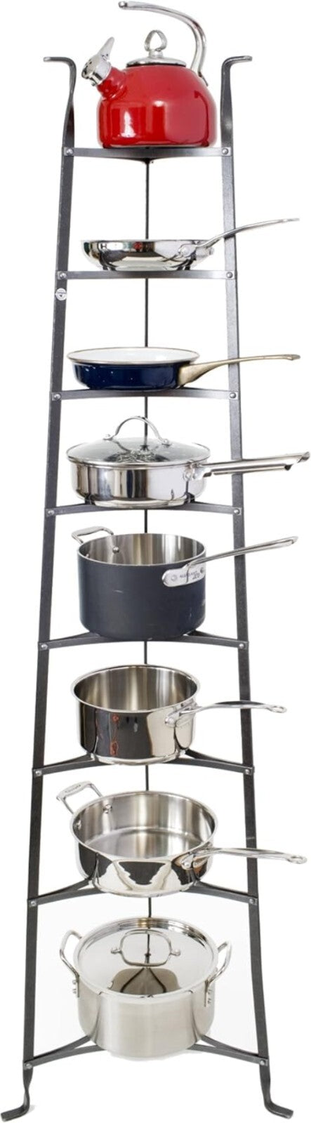 Durable 8-Tier Free Standing Cookware Rack - Stylish Kitchen Organizer