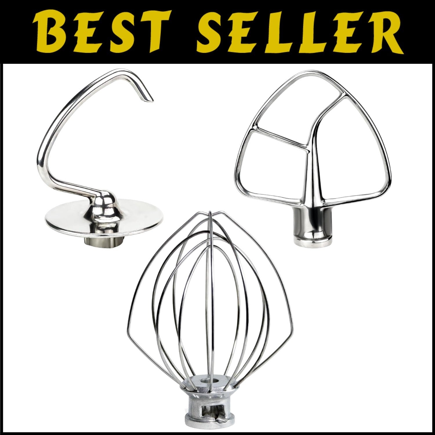 Stainless Steel Mixer Accessories Set for KitchenAid Tilt-Head Mixers - 3 Pieces
