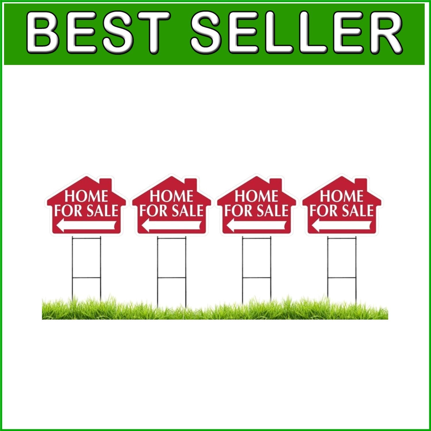 Double-Sided Home for Sale Sign Set - Includes Stands & Large Directional Arrow