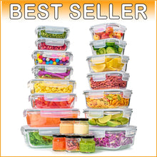 Load image into Gallery viewer, Stackable 40-Piece Glass Containers with Airtight Lids for Kitchen Organization