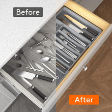 Load image into Gallery viewer, Adjustable Utensil Organizer - Silverware Drawer Tray with 8 Compartments, Grey
