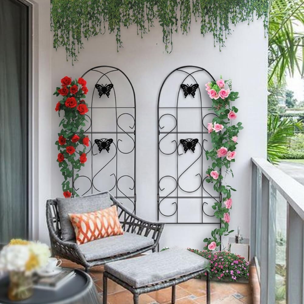 Durable 60" x 18" Butterfly Design Garden Trellis for Climbing Roses & Vines