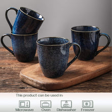 Load image into Gallery viewer, Durable 6-Piece Blue Ceramic Mug Set - 12 Ounce for Coffee, Tea, Milk