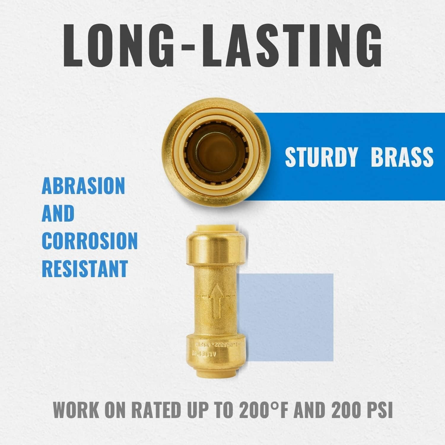 1/2 Inch No Lead Brass Check Valve - Push-to-Connect Plumbing Fittings (6 Pack)