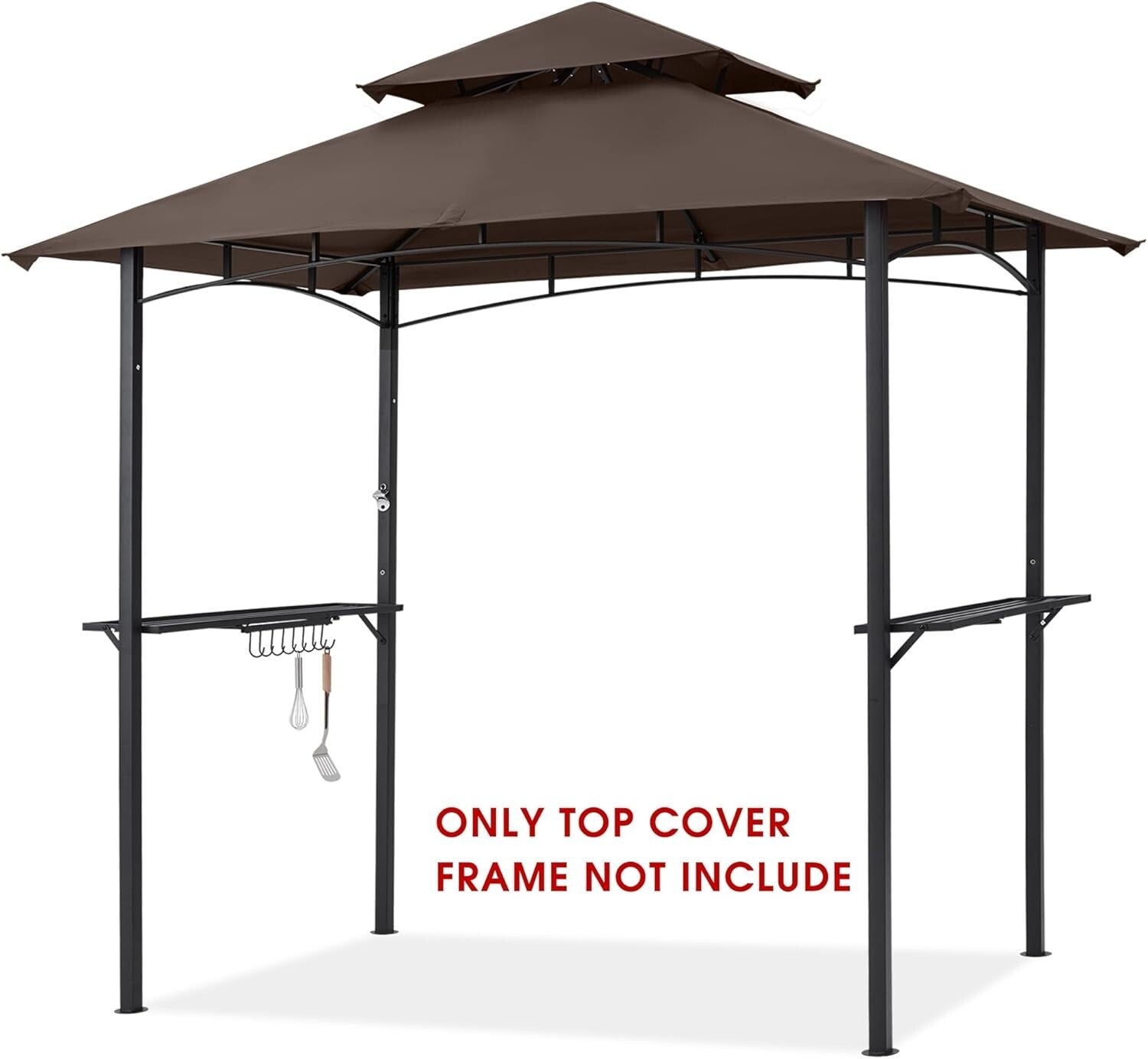 Durable Rectangular Replacement Canopy for Grill Gazebo L-GG001PST-F - Brown