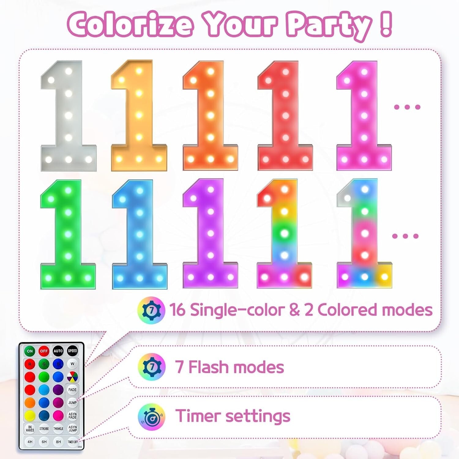 Flashing Celebration: 60th Birthday Mosaic Balloon Frame with Remote Control