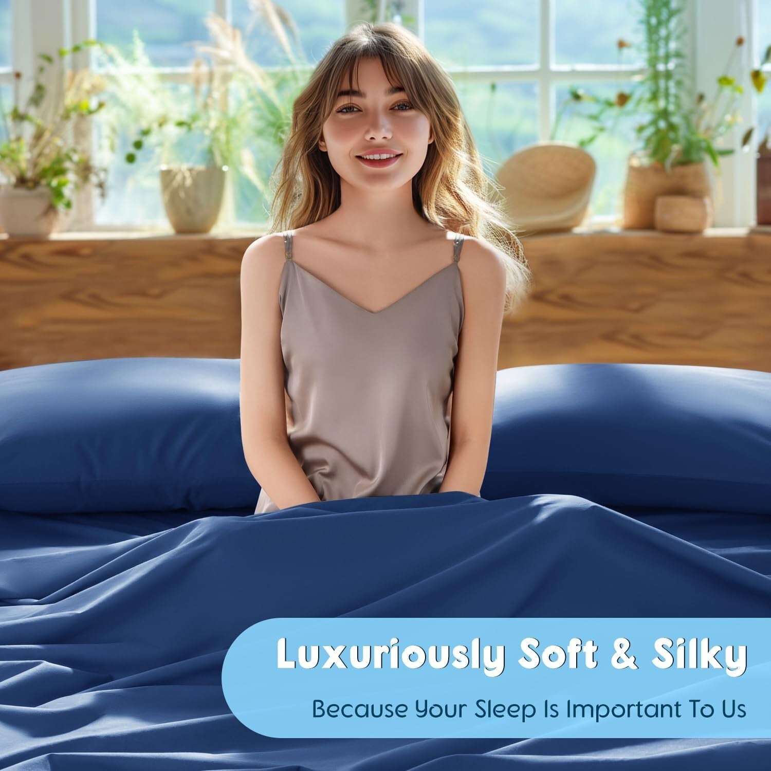 Luxury 100% Egyptian Cotton King Sheet Set - 1000 Thread Count in Navy Blue