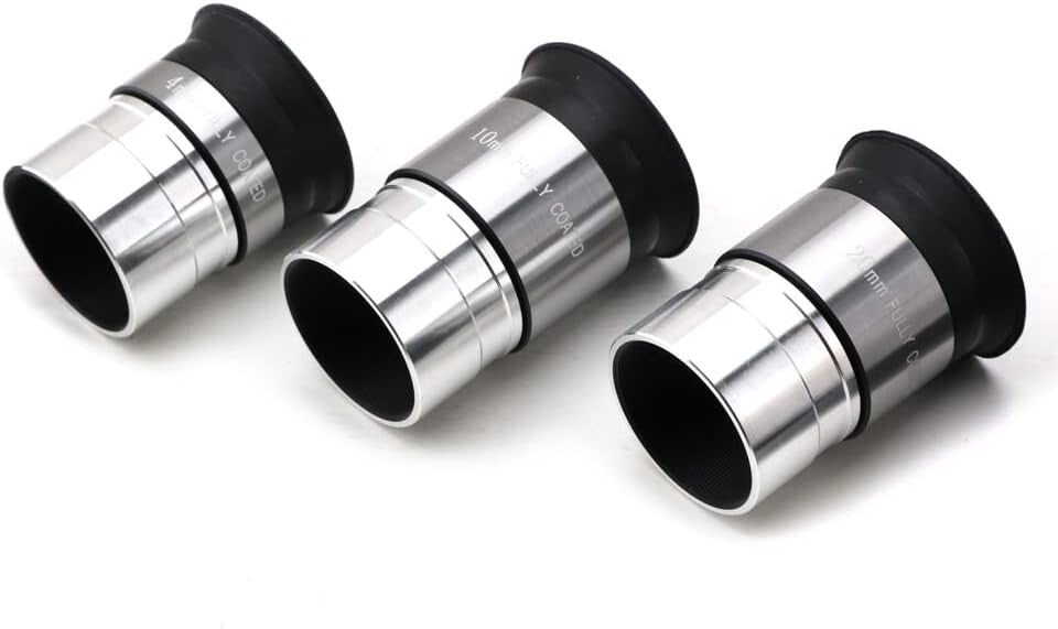 1.25 inch High-Grade Optical Telescope Eyepiece Set: Three Focal Lengths for All
