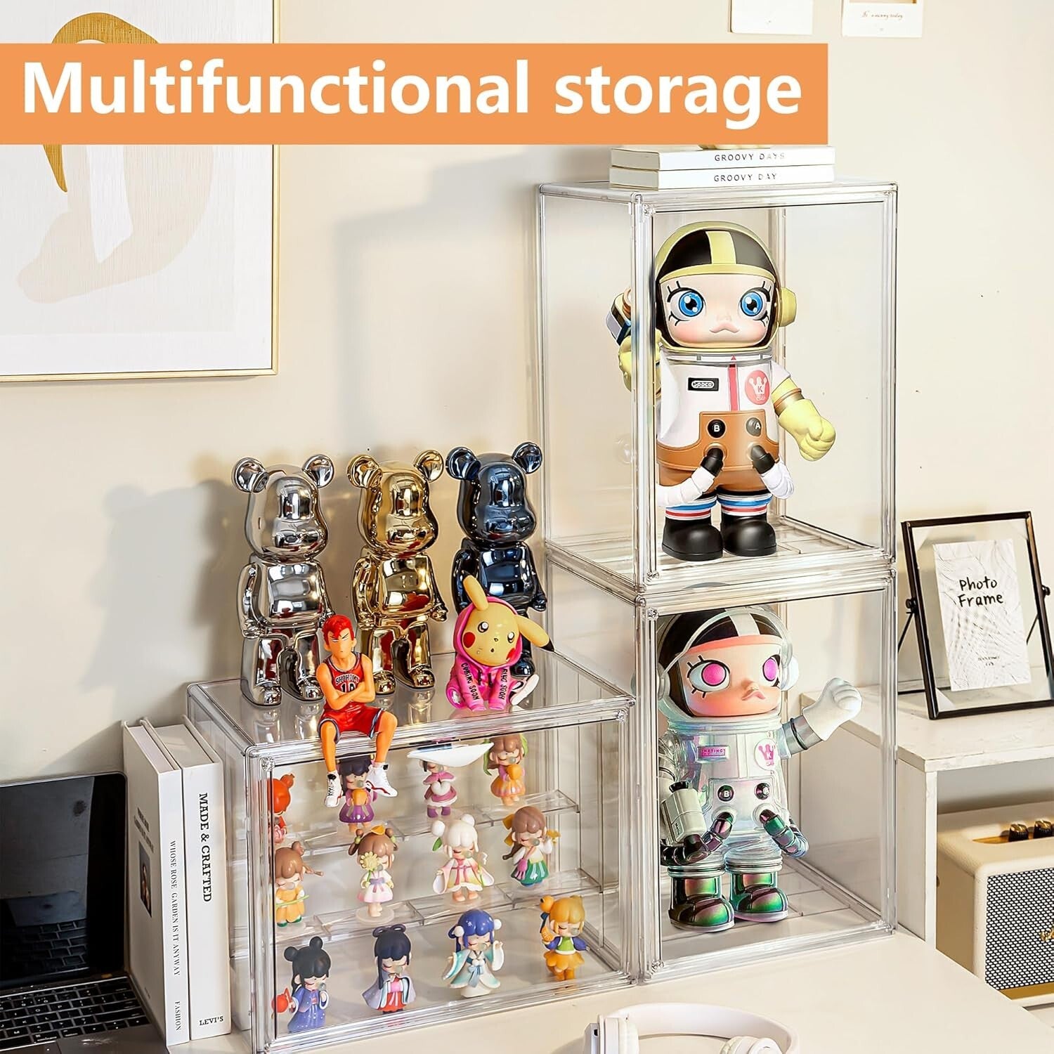 Stylish 3-Tier Clear Acrylic Display Storage Boxes with Movable Plates