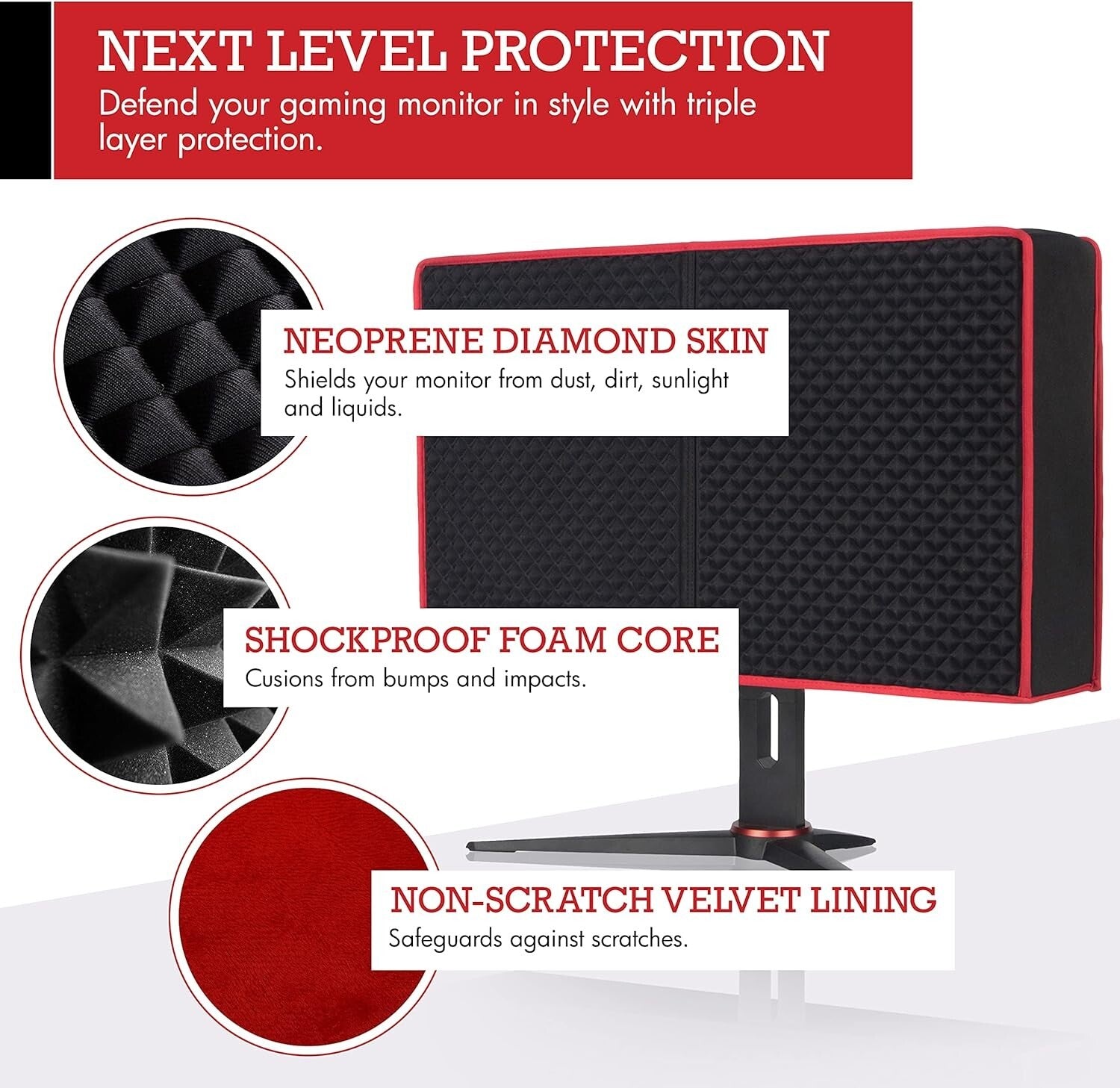 Stylish Red & Black 27-Inch Monitor Cover - Ultimate Protection for Gamers