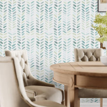 Load image into Gallery viewer, Self-Adhesive Green Herringbone Wallpaper - Easy Peel and Stick for Kids' Rooms