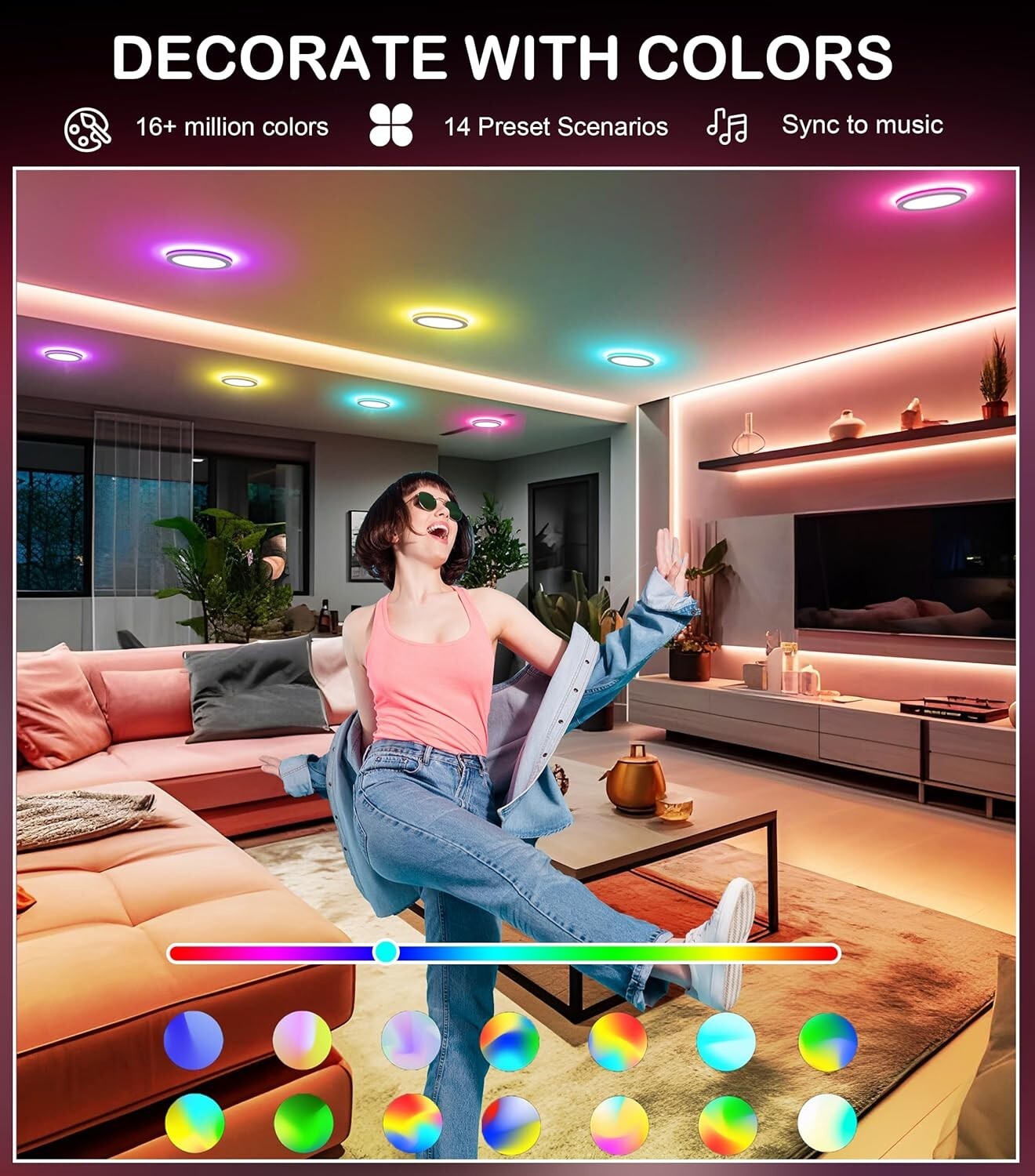 Ultra-Thin 4-Inch Color Changing LED Recessed Lights with App & Voice Control