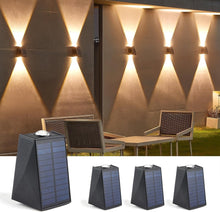 Load image into Gallery viewer, Solar Powered Outdoor Wall Sconce Lights with Upward/Downward Lighting - 4 Pack