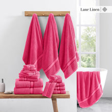 Load image into Gallery viewer, Elegant 18-Piece Fuchsia Towel Collection - Machine Washable, Oeko-Tex Certified