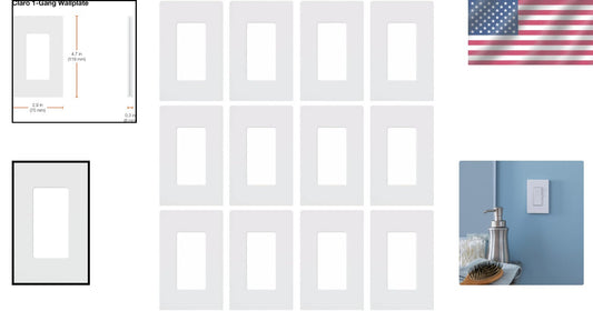 Oversized Screwless Wallplate for Decorator Switches - 12 Pack, Easy Install