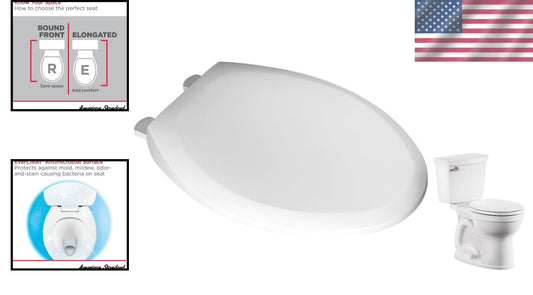 Champion Slow-Close Elongated Toilet Seat, White - Effortless Cleaning & Safety