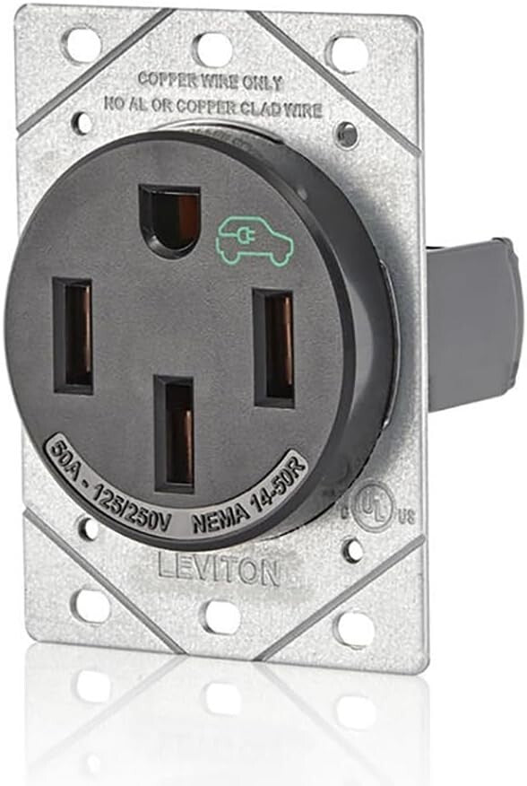 Flush Mount 50 Amp Heavy Duty EV Charging Receptacle, Compatible with All Models