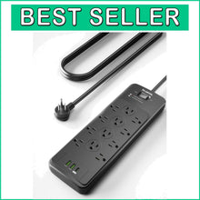 Load image into Gallery viewer, Spacious 12-Outlet Power Strip with 20W USB-C &amp; Flat Plug Design - ETL Listed