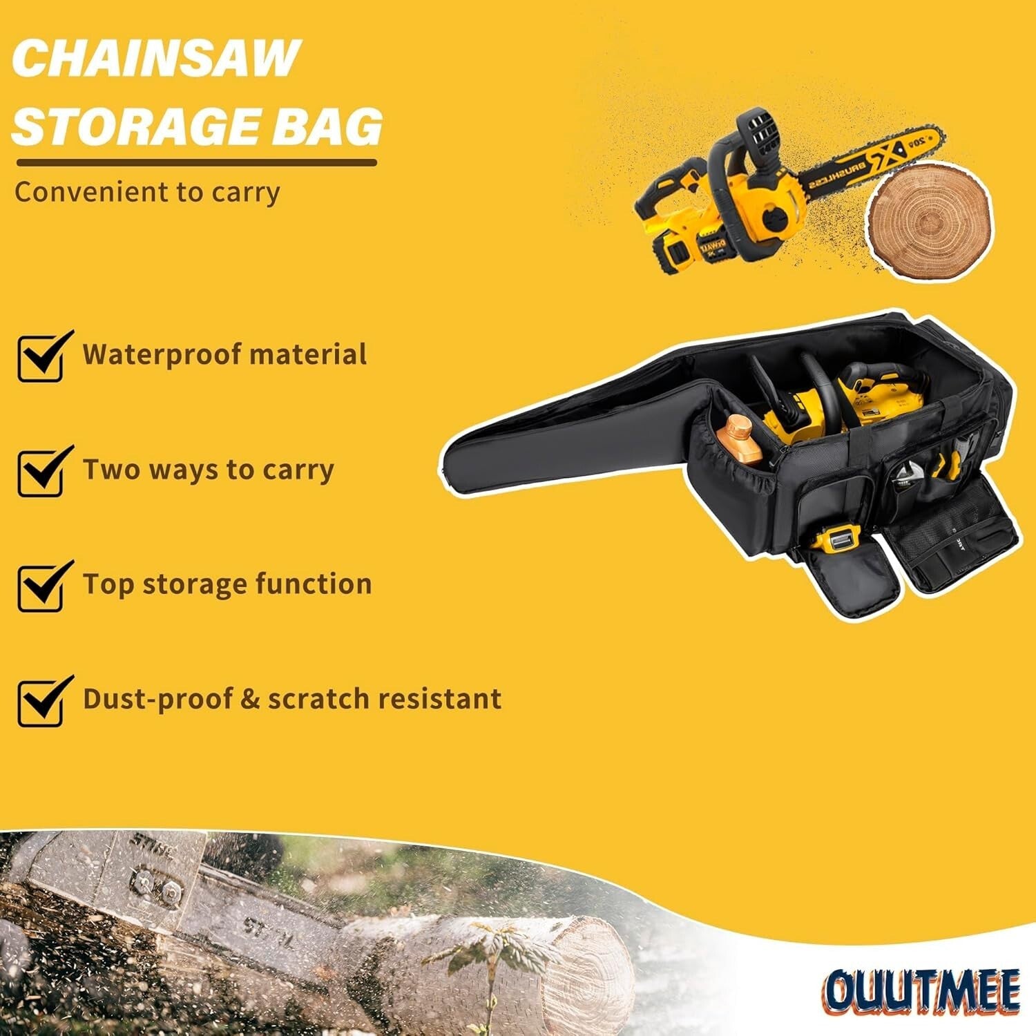 Premium Waterproof Chainsaw Case - Compatible with Dewalt, Greenworks, EGO Users
