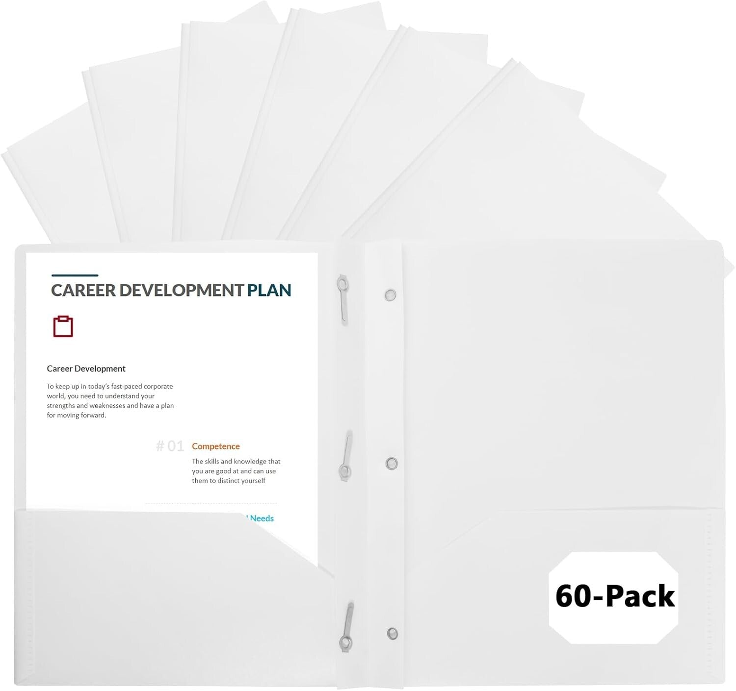 Multi-Purpose 60-Pack Plastic Folders with Pockets - Perfect for All Your Files