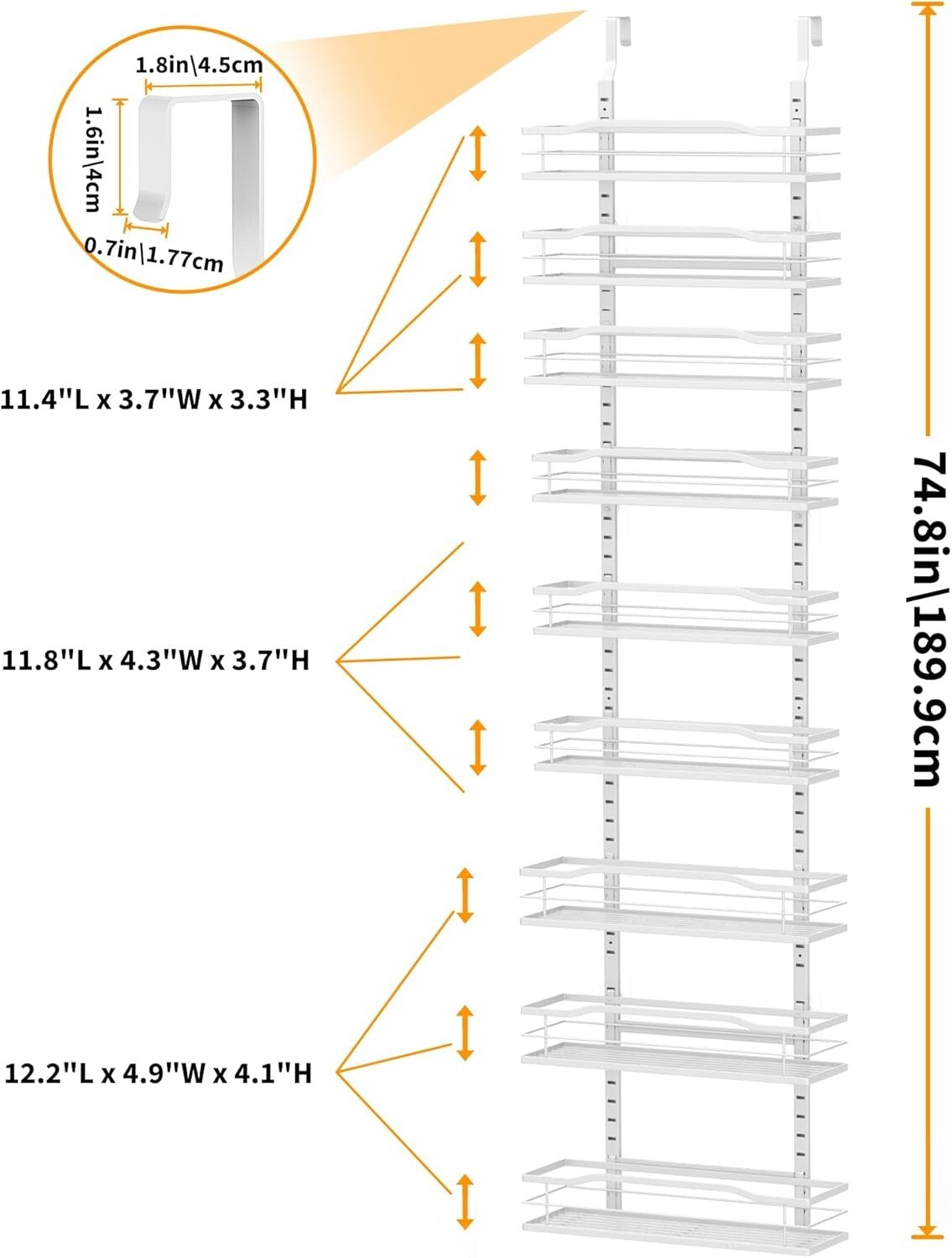 Elegant White 9-Tier Over The Door Pantry Organizer - Maximize Your Space