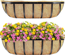 Load image into Gallery viewer, Rust-Resistant 24-Inch Hanging Flower Planter Set with Coconut Liner &amp; Brackets