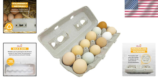 Large Capacity Egg Cartons - 250 Pack with Flip Top Closure, Ideal for Branding