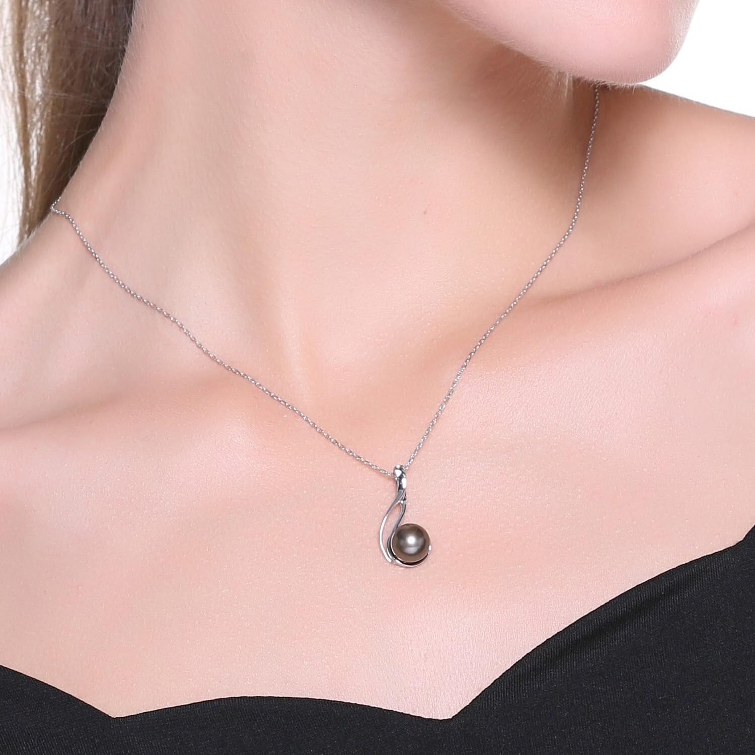 925 Sterling Silver Tahitian Black Pearl Pendant for Women - Timeless Gift