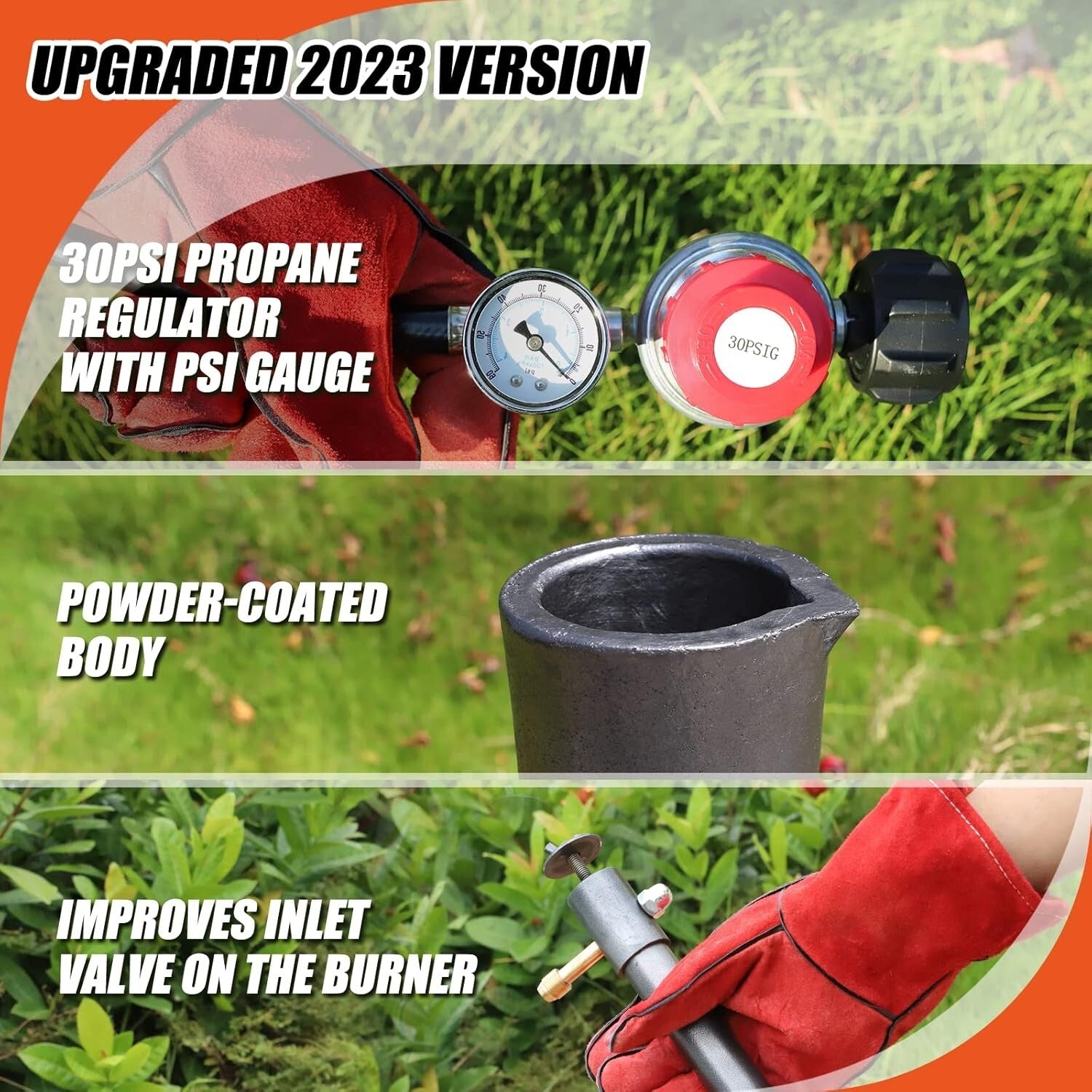 2023 Upgraded 6 KG Propane Melting Furnace with Graphite Crucible & 250,000 BTU