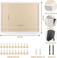 Load image into Gallery viewer, Stylish 23x18 Inch Wall Hanging Bulletin Board with Pushpins - Vintage White