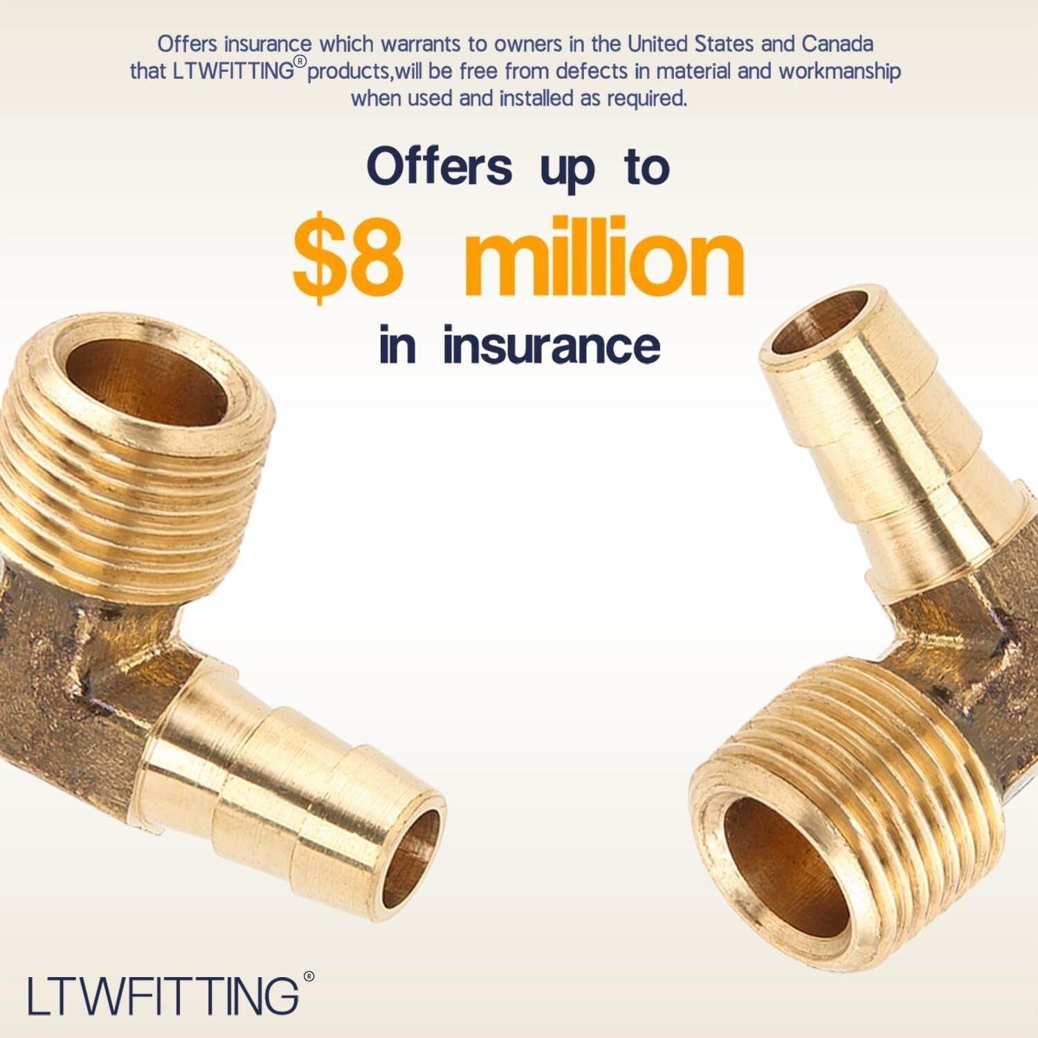 Durable 90° Brass Barb Elbow Hose Fitting, 3/8" ID X 3/8" Male NPT - 200 Pack