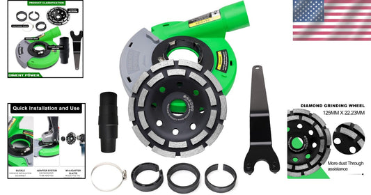 Universal Angle Grinder Dust Shroud & 5-Inch Diamond Grinding Cup for Clean Cuts