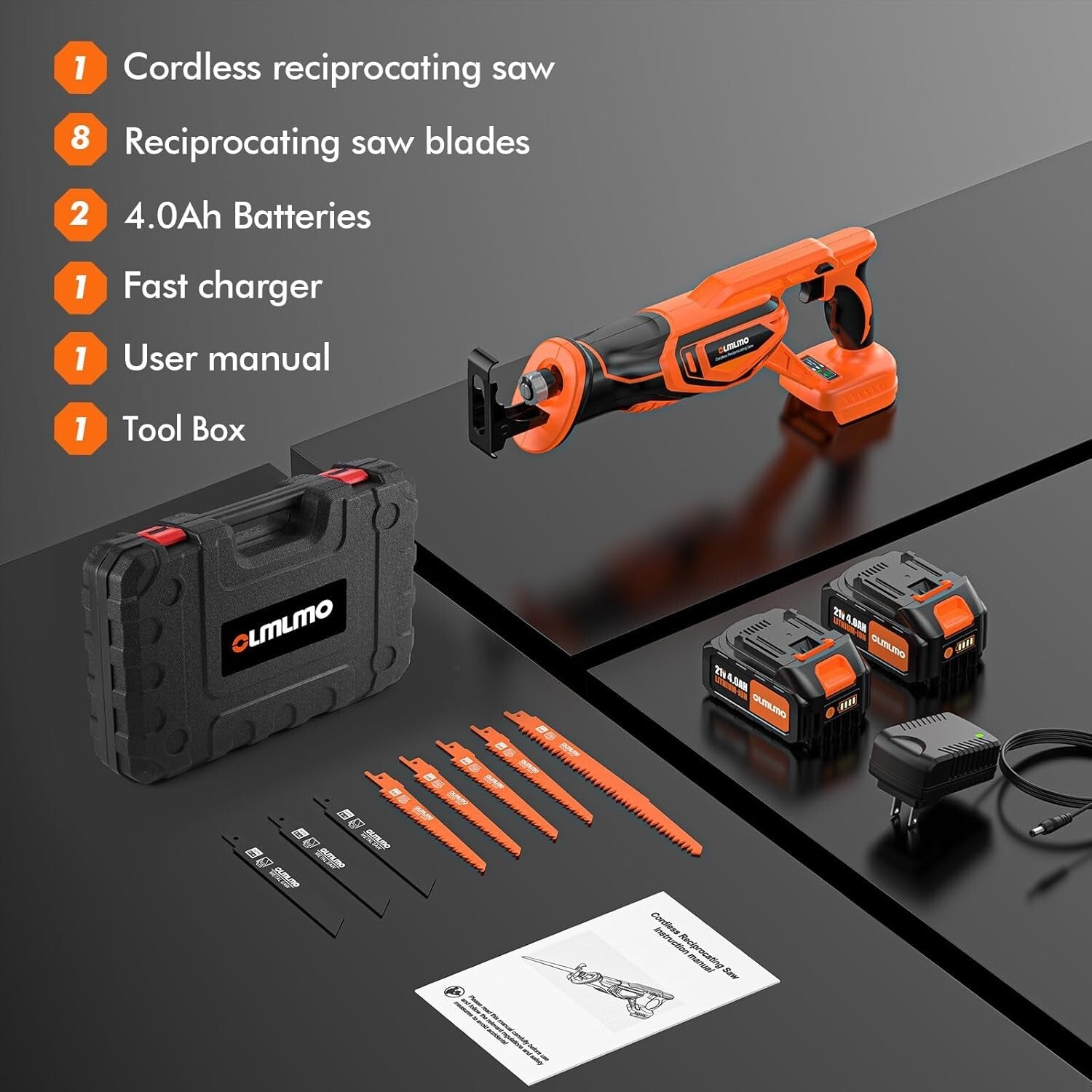 Effortless Cutting with Cordless Brushless Saw: Includes 8 Blades & Fast Charger