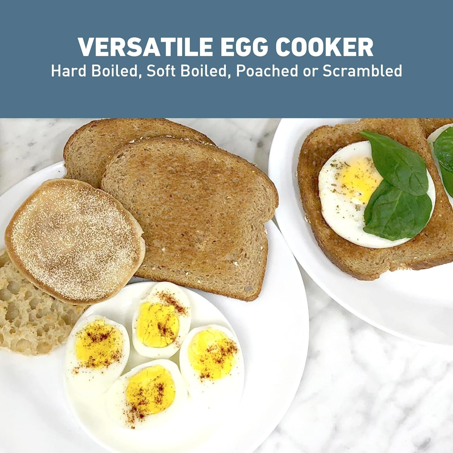 2-Slice Toaster and Egg Cooker Duo with Removable Meat Tray - Modern Design