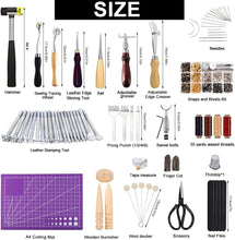 Load image into Gallery viewer, Comprehensive Leather Craft Kit - 183 Pieces Including Rivets &amp; Adjustable Knife