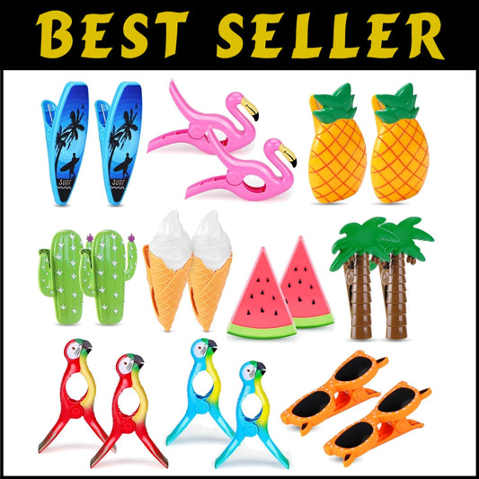 Portable 20 Pcs Beach Clip Set - Colorful Towel Holders for Chair & Pool