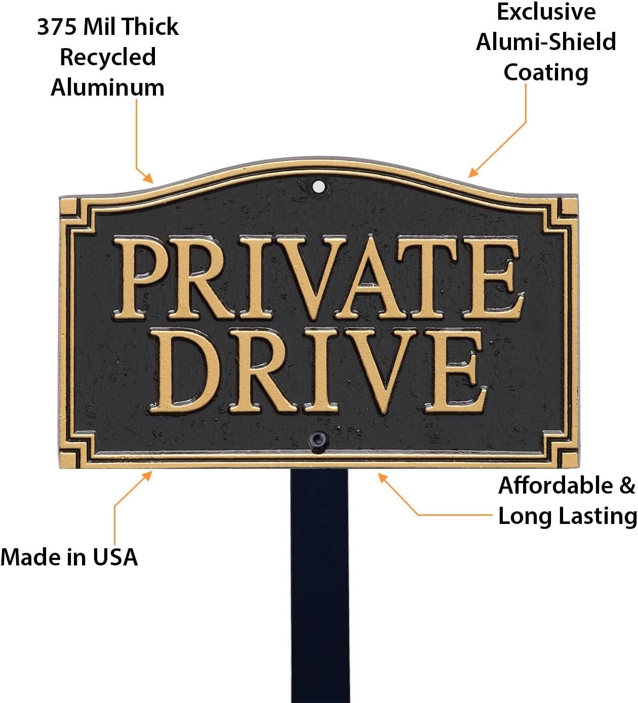 Architectural 5.75" x 9.5" Private Property Garden Sign with Stake for Entrances